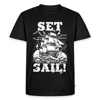 Set Sail Navire Tempête Vintage - T-shirt Premium bio Homme - noir - Devant - Nico (187cm)