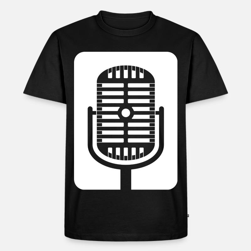 Retro-Mikrofon-Emblem - Männer Premium Bio T-Shirt - Schwarz