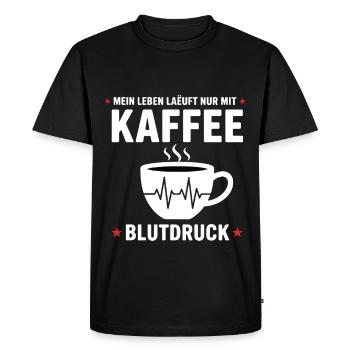 Kaffee Blutdruck Lustiges Mein Leben Läuft kaffee - Men's Premium Organic T-Shirt - black - Front - Nico (187cm)