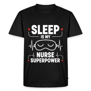 Humour Infirmier Sommeil est mon Super Pouvoir - T-shirt Premium bio Homme - noir - Devant - Nico (187cm)
