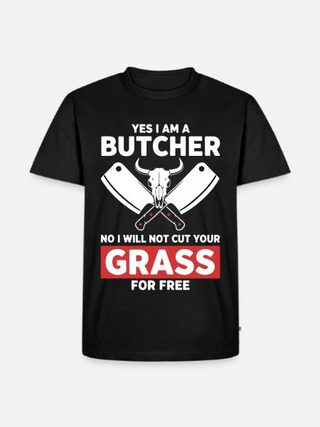 Humor-Schlächter schneidet kein Gras - Männer Premium Bio T-Shirt - Schwarz
