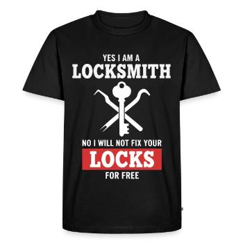 Humor Locksmith Repairs Not Locks - Men's Premium Organic T-Shirt - black - Front - Nico (187cm)
