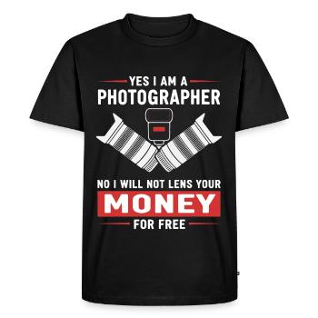 Humour Photographe - T-shirt Premium bio Homme - noir - Devant - Nico (187cm)