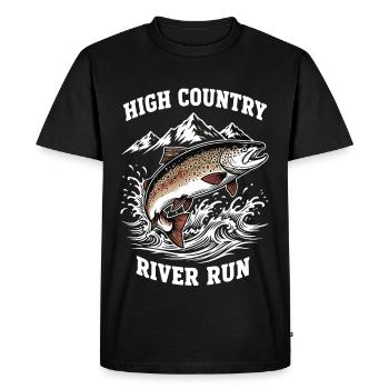 Pêche Rivière Haute Montagne Truite - T-shirt Premium bio Homme - noir - Devant - Nico (187cm)