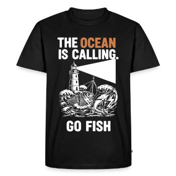 Pêche Mer Ocean Go Fish - T-shirt Premium bio Homme - noir - Devant - Nico (187cm)