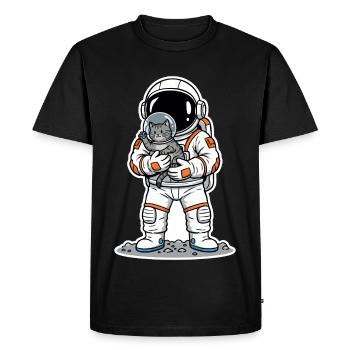 Chat Gris Astronaute Espace Câlin Mignon - T-shirt Premium bio Homme - noir - Devant - Nico (187cm)