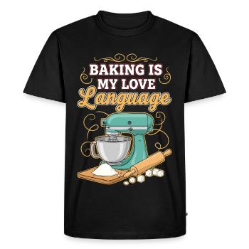 Pâtisserie Humour Citation Baking Love Language - T-shirt Premium bio Homme - noir - Devant - Nico (187cm)