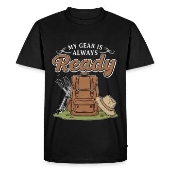 Camping Randonnée Équipement My Gear Is Ready - T-shirt Premium bio Homme - noir - Devant - Nico (187cm)