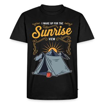 Camping Montagne Cafe Humour Citation Sunrise View - T-shirt Premium bio Homme - noir - Devant - Nico (187cm)