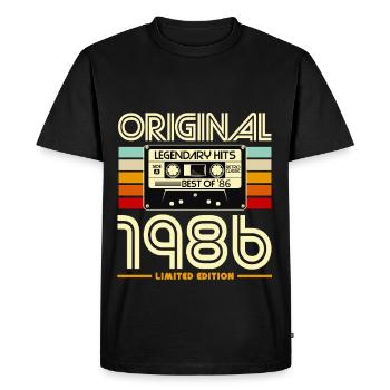 Cassette 1986 Édition Limitée - T-shirt Premium bio Homme - noir - Devant - Nico (187cm)