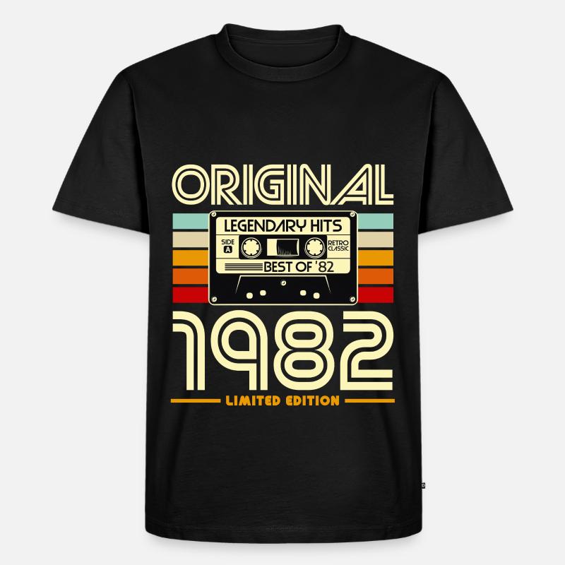 1982 Limited Edition Kassette - Männer Premium Bio T-Shirt - Schwarz