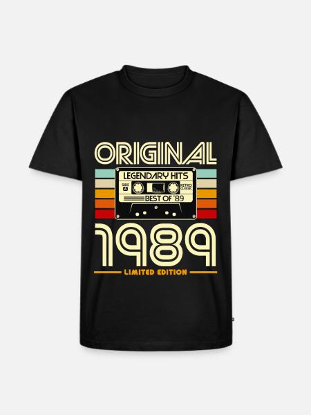 1989 Limited Edition Retro-Kassette - Männer Premium Bio T-Shirt - Schwarz