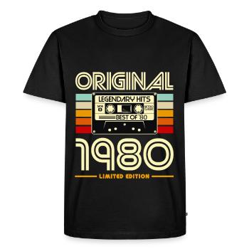 Vintage 1980 Legend Cassette - Men's Premium Organic T-Shirt - black - Front - Nico (187cm)