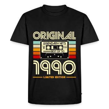 Original 1990 Retro Cassette Limited - Men's Premium Organic T-Shirt - black - Front - Nico (187cm)