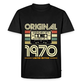 Original 1970's Retro Cassette - Men's Premium Organic T-Shirt - black - Front - Nico (187cm)