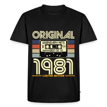 Vintage Limited Edition 1981 Cassette - Men's Premium Organic T-Shirt - black - Front - Nico (187cm)