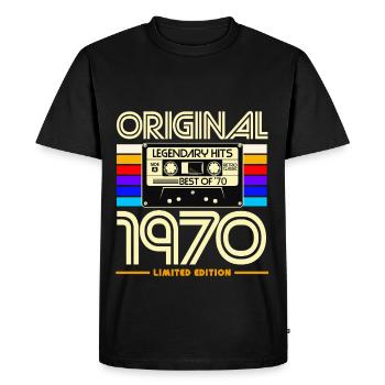 Original 1970's Cassette Retro Edition - Men's Premium Organic T-Shirt - black - Front - Nico (187cm)