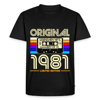 Original 1981 Limited Edition Retro Cassette - Men's Premium Organic T-Shirt - black - Front - Nico (187cm)