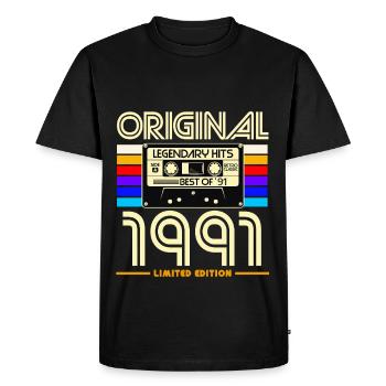 1991 Limited Edition Cassette - Men's Premium Organic T-Shirt - black - Front - Nico (187cm)