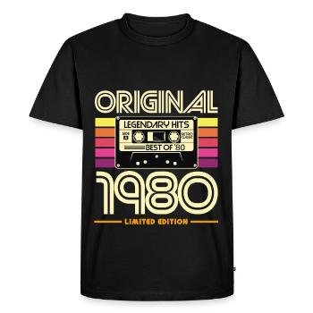 Original 1980's Limited Edition Retro Cassette - Men's Premium Organic T-Shirt - black - Front - Nico (187cm)