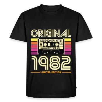 Original 1982 Limited Edition Retro Cassette - Men's Premium Organic T-Shirt - black - Front - Nico (187cm)