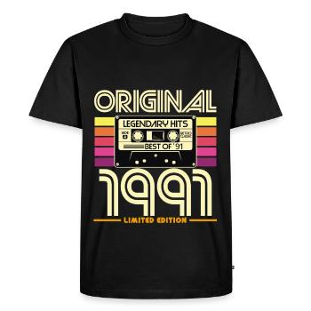 Original 1991 Limited Edition Cassette - Men's Premium Organic T-Shirt - black - Front - Nico (187cm)