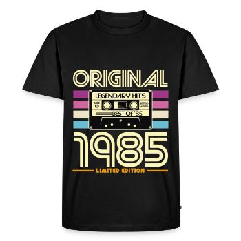 Original 1985 Cassette Retro Tee - Men's Premium Organic T-Shirt - black - Front - Nico (187cm)