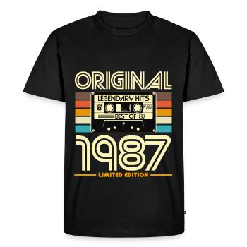 Original 1987 Hits Cassette Rétro - T-shirt Premium bio Homme - noir - Devant - Nico (187cm)