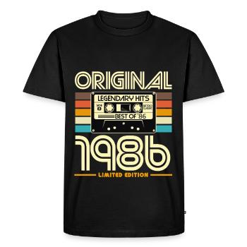 Original 1986 Limited Edition Retro Cassette - Men's Premium Organic T-Shirt - black - Front - Nico (187cm)