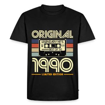 Original 1990 Heritage Cassette - Men's Premium Organic T-Shirt - black - Front - Nico (187cm)