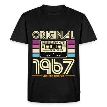 Original 1967 Hits Cassette Retro - Men's Premium Organic T-Shirt - black - Front - Nico (187cm)