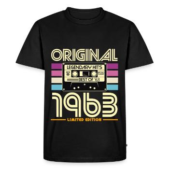Cassette 1963 Édition Limitée - T-shirt Premium bio Homme - noir - Devant - Nico (187cm)