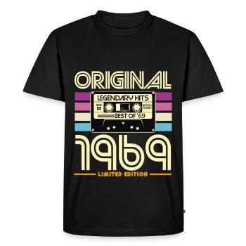 Cassette Vintage 1969 Edition Limitée - T-shirt Premium bio Homme - noir - Devant - Nico (187cm)