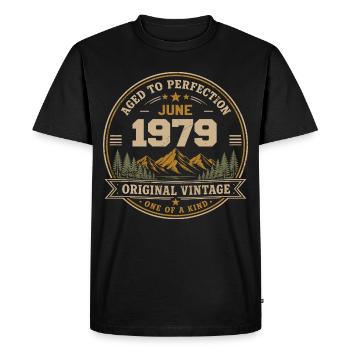 Vintage Juin 1979 - Perfection Originale Juin 1979 - T-shirt Premium bio Homme - noir - Devant - Nico (187cm)