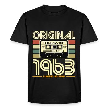 Cassette Retro 1963 Original - Men's Premium Organic T-Shirt - black - Front - Nico (187cm)
