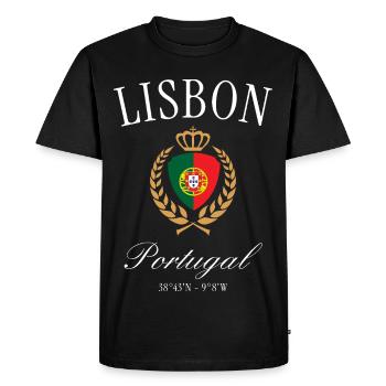 Couronne des armoiries Lisbonne-Portugal – Souvenir de voyage - T-shirt Premium bio Homme - noir - Devant - Nico (187cm)