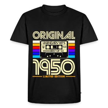 Original 1950 Cassette Retro Tee - T-shirt Premium bio Homme - noir - Devant - Nico (187cm)