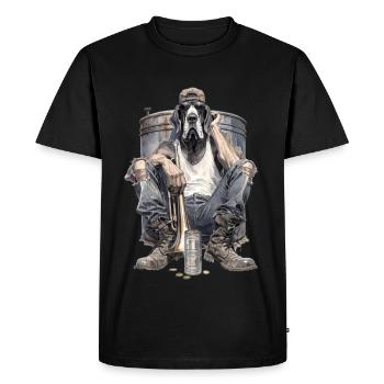 Un dogue allemand cool avec trompette - T-shirt Premium bio Homme - noir - Devant - Nico (187cm)