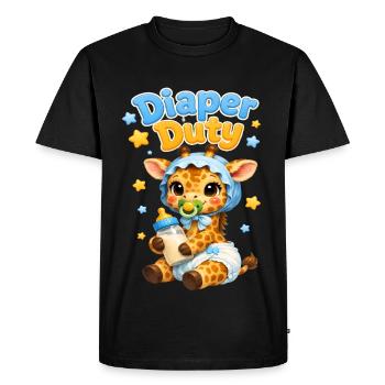 Diaper Duty Giraffe Baby - Men's Premium Organic T-Shirt - black - Front - Nico (187cm)
