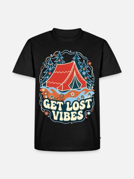 Get Lost Vibes Retro Camping - Men's Premium Organic T-Shirt - black