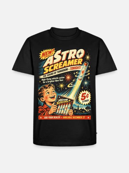 Retro Luftheuler Silvester - Männer Premium Bio T-Shirt - Schwarz