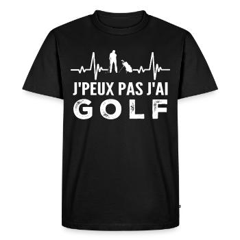 Je peux pas j'ai golf - T-shirt Premium bio Homme - noir - Devant - Nico (187cm)