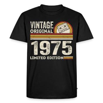 Vintage 1975 Cassette 1975 - 50th Anniversary 1975 - Men's Premium Organic T-Shirt - black - Front - Nico (187cm)