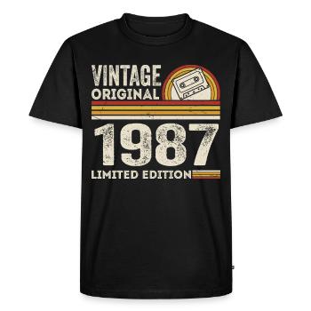 Vintage 1987 Cassette 1987 - 38e anniversaire 1987 - T-shirt Premium bio Homme - noir - Devant - Nico (187cm)
