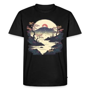 River in Japan - Men's Premium Organic T-Shirt - black - Front - Nico (187cm)