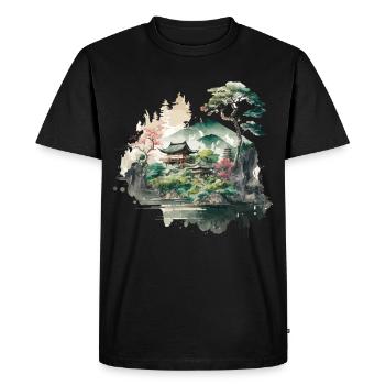 Japon Illustration - T-shirt Premium bio Homme - noir - Devant - Nico (187cm)