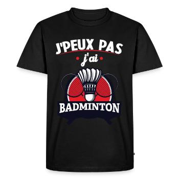 Je Peux Pas J'ai Badminton - T-shirt Premium bio Homme - noir - Devant - Nico (187cm)