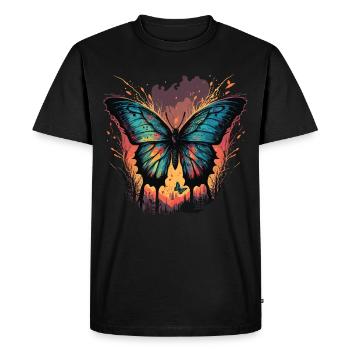 Butterfly Sunset - Men's Premium Organic T-Shirt - black - Front - Nico (187cm)