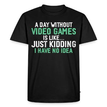 A Day Without Video Games, Funny Gamer, Gaming - T-shirt Premium bio Homme - noir - Devant - Nico (187cm)