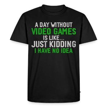 A Day Without Video Games, Funny Gamer, Gaming - T-shirt Premium bio Homme - noir - Devant - Nico (187cm)